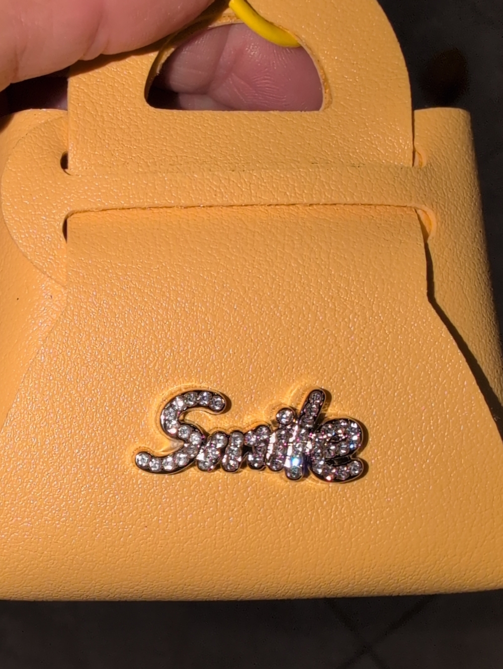 Yellow  Handbag Bag Charm with Sparkling 'Smile' By Sisi